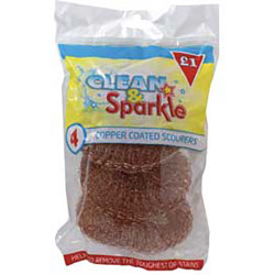 COPPER PLATED SCOURERS 4PK